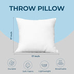 Utopia Bedding Throw Pillows (Set of 1, White) – 17 x 17 Inches Down Alternative Pillows for Bed, Sofa, and Couch - Fluffy Decorative Stuffer Pillow for Indoors & Outdoors