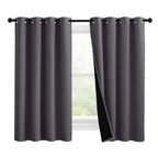 NICETOWN 100% Blackout Curtains with Black Liners, Thermal Insulated Full Blackout 2-Layer Lined Drapes, Noise Cancellation Window Draperies for Dining Room (Grey, 2 Panels, 55-inch W by 57-inch L)