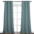 NICETOWN Modern Blackout Curtains Noise Reducing, Thermal Insulated and Privacy Room Darkening Drape Panels for Boy's Guest Room Door Window (Greyish Blue, 2 Panels, W42 x L90 -Inch)