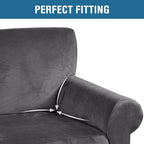 H.VERSAILTEX Stretch Velvet Sofa Covers for 3 Cushion Couch Covers Furniture Protector Soft with Non Slip Elastic Bottom, Crafted from Thick Comfy Rich Velour (Large Sofa 90"-97", Grey)