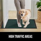 GORILLA GRIP 100% Waterproof All-Season WeatherMAX Doormat US Designed Natural Rubber, Stain and Fade Resistant, Low Profile Indoor Outdoor Door Mats, Easy Clean Patio Mat, 23x35, Green Stripe