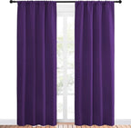 NICETOWN Blackout Draperies Curtains 84 Long - Easy Care Thermal Insulated Rod Pocket Blackout Curtains/Draperies for Patio Door - 1 Pair, Royal Purple, 42 inches Wx84 L