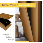 NICETOWN Blackout Curtain Panels for Bedroom, Gold Brown, 2 Panels, W70 x L63-inch, Grey, Thermal Insulated Grommet Top Blackout Draperies and Drapes for Basement