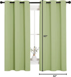 NICETOWN Curtains for Bedroom, Green Nursery Curtains Thermal Insulated, Grommet Top Blackout Drapes for Son's Room Privacy (Sage Green, 1 Pair, 42 x 63 inches)