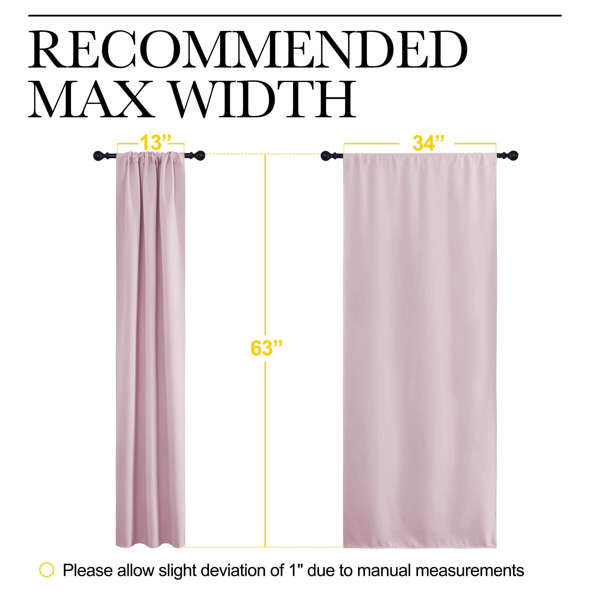 NICETOWN Bedroom Curtains, Room Darkening Draperies Window Curtain Panels, Thermal Insulated Room Darkening Curtains (Lavender Pink, 2 Panels, W34 x L63)