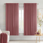 MIULEE Dusty Rose Back Tab Blackout Curtains 63 Inch Length 2 Panels Set for Living Room Bedroom Privacy, Rod Pocket/Pinch Pleat Thermal Insulated Room Darkening Pleated Light Blocking Drapes