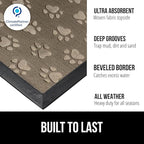 GORILLA GRIP 100% Waterproof All-Season WeatherMAX Doormat, 47x35, US Designed Natural Rubber, Stain and Fade Resistant, Low Profile Indoor Outdoor Door Mats, Easy Clean Patio Mat, Tan Pawprints