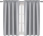 DWCN Blackout Curtains Room Darkening Thermal Insulated Bedroom Curtains Window Curtain Panels, 52 x 45 inches Long, Set of 2 Silver Grey Rod Pocket Drapes