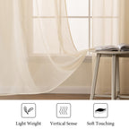 MIULEE Cream Beige Sheer Curtains 38 X 63 Inches, 2 Panels