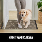 GORILLA GRIP 100% Waterproof All-Season WeatherMAX Doormat 35x23, US Designed Natural Rubber, Stain and Fade Resistant, Low Profile Indoor Outdoor Door Mats, Easy Clean Patio Mat, Tan Pawprints