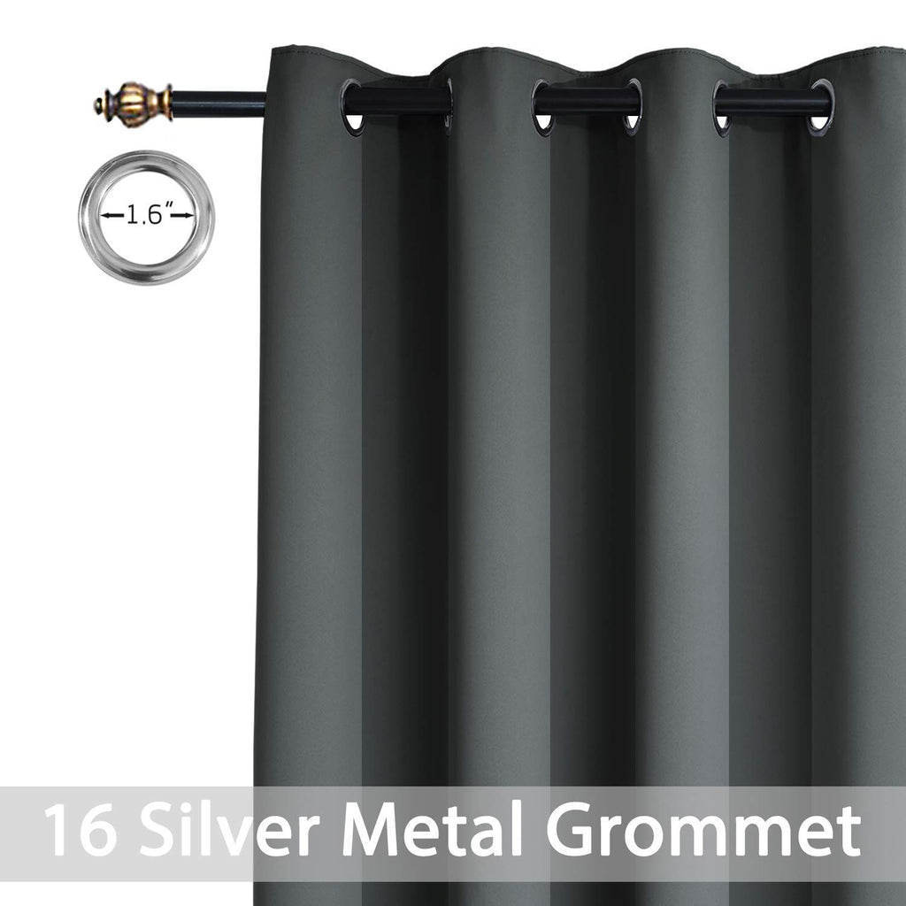 Yakamok Dark Grey Room Darkening Curtains 84 inch Sliding Door Drapes
