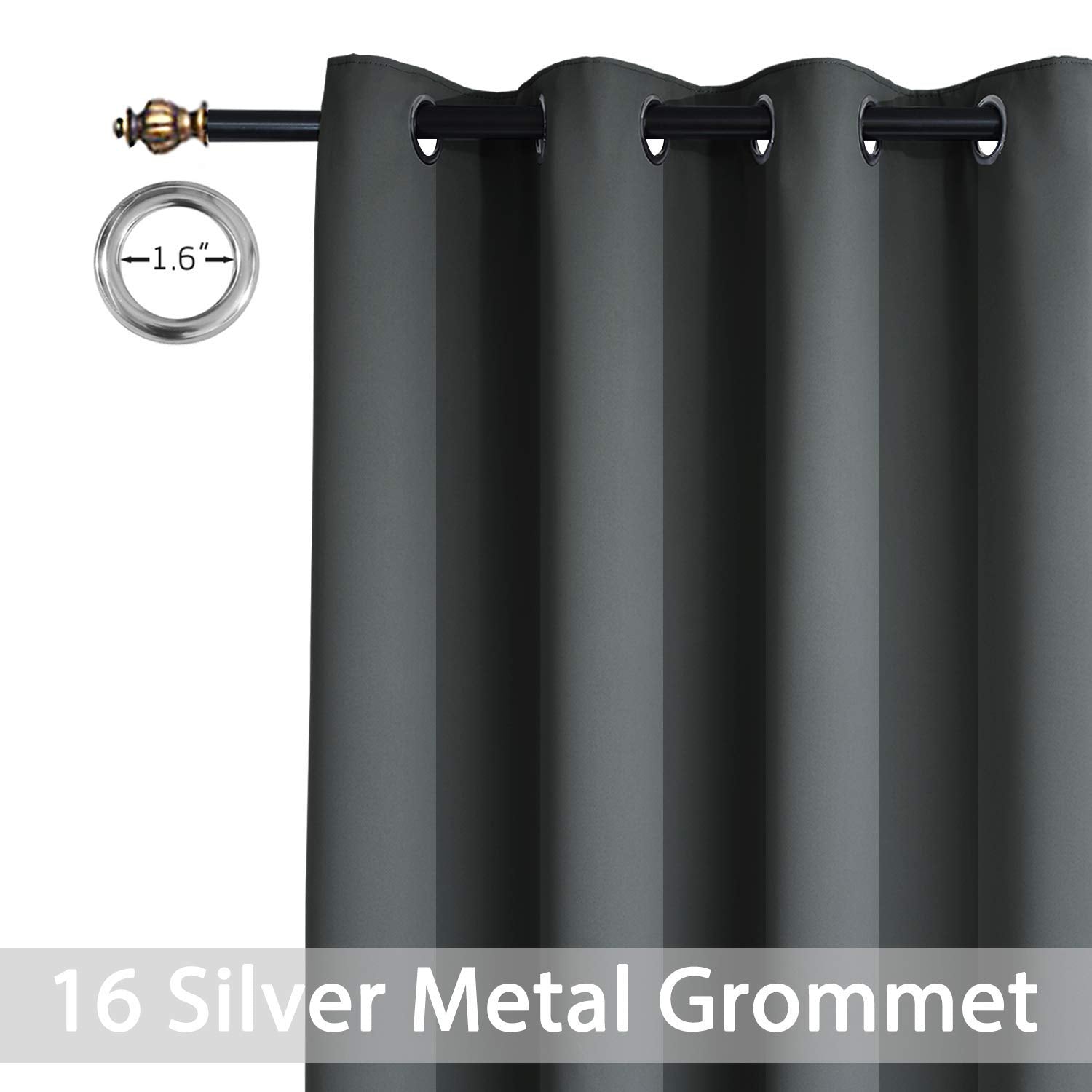 Yakamok Dark Grey Room Darkening Curtains 84 inch Sliding Door Drapes