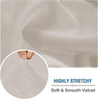 H.VERSAILTEX Velvet Stretch Couch Cushion Cover Plush Cushion Slipcover for Chair Loveseat Sofa Cushion Furniture Protector Seat Cushion Sofa Cover (3 Piece Sofa Cushion Covers, Oatmeal)