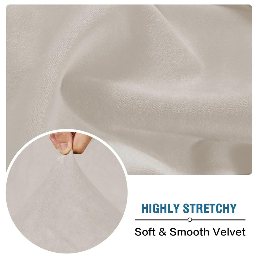 H.VERSAILTEX Velvet Stretch Couch Cushion Cover Plush Cushion Slipcover for Loveseat Cushion Furniture Protector Seat Cushion Sofa Cover (2 Piece Medium Sofa Cushion Covers, Oatmeal)