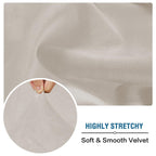 H.VERSAILTEX Velvet Stretch Couch Cushion Cover Plush Cushion Slipcover for Loveseat Cushion Furniture Protector Seat Cushion Sofa Cover (2 Piece Medium Sofa Cushion Covers, Oatmeal)