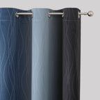 Navy Blue and Black Ombre Blackout Curtains for Bedroom 54 Inches Long