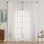 OVZME Ivory Bedroom Curtains 2 Panel Sets 90 Inch Length, 59 Inch Extra Wide Light Filtering Light Weight Soft Window Treatment Panels for Study Room Living Room Guest Room, 59Wx90L Inches