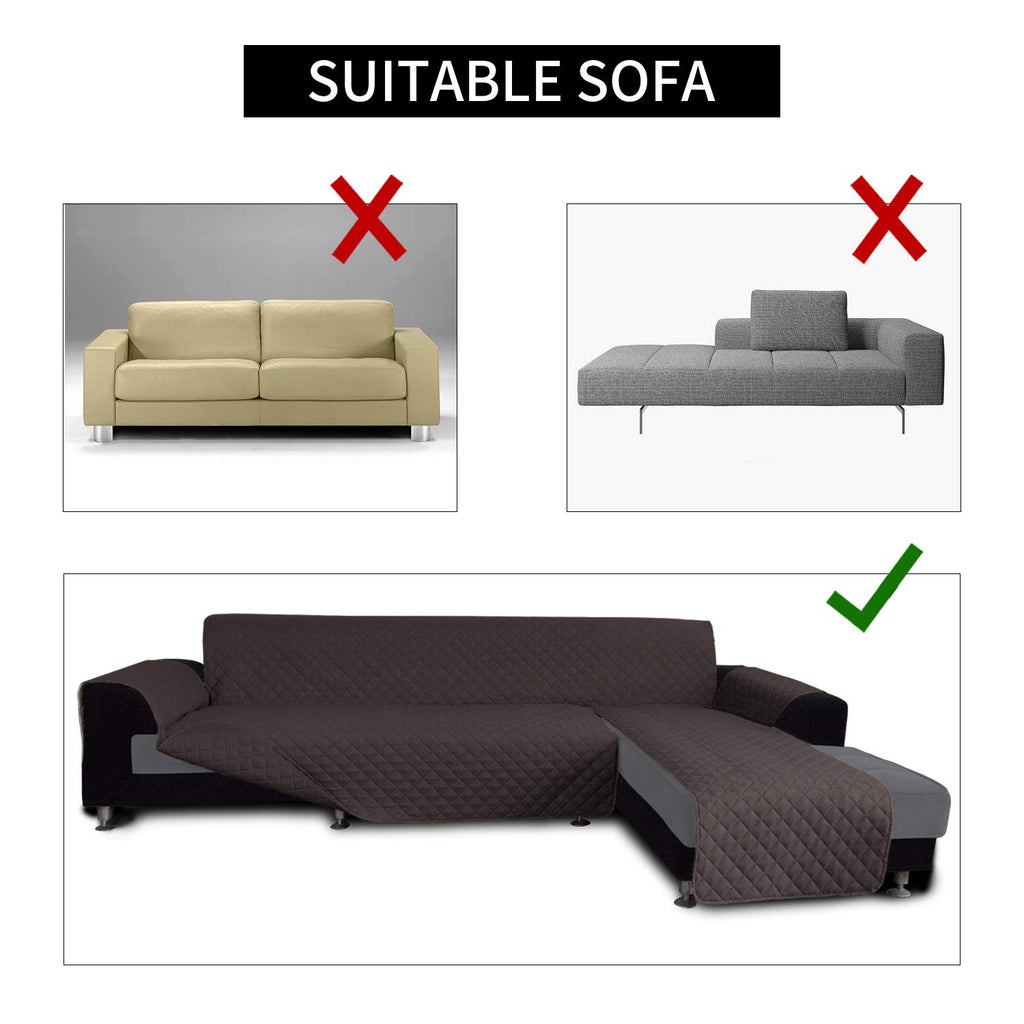 Easy-Going L Shape Sofa Slipcover Sectional Couch Cover - Reversible & Pet-Friendly (X-Large, Chocolate/Chocolate)