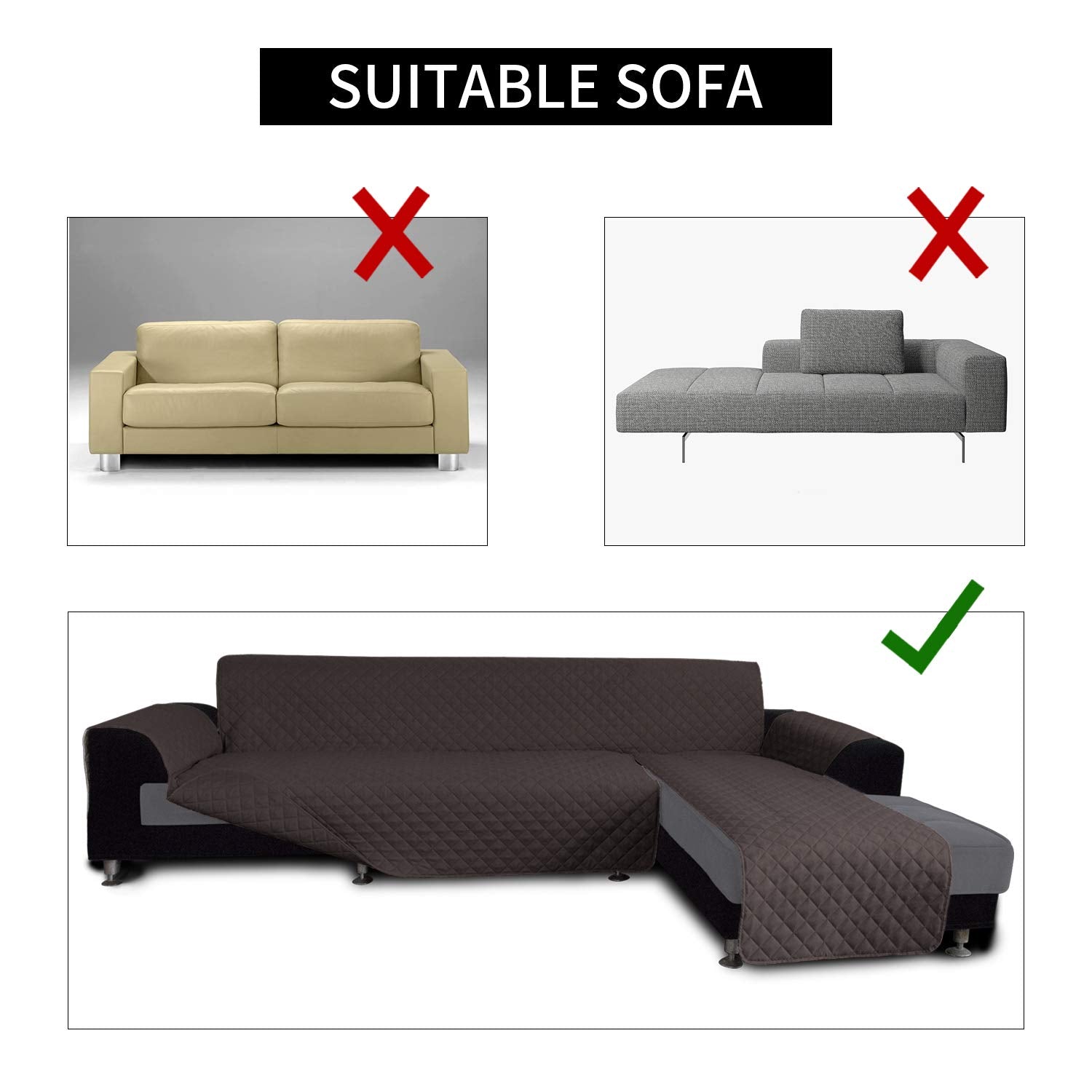 Easy-Going L Shape Sofa Slipcover Sectional Couch Cover - Reversible & Pet-Friendly (X-Large, Chocolate/Chocolate)
