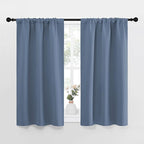 NICETOWN Kitchen Curtains, Short Blackout Curtains & Drapes, Thermal Insulated Blackout Curtain Panels for Kids Room, Play Room (Stone Blue, 34" Wide by 45" Long, 2 PCs)