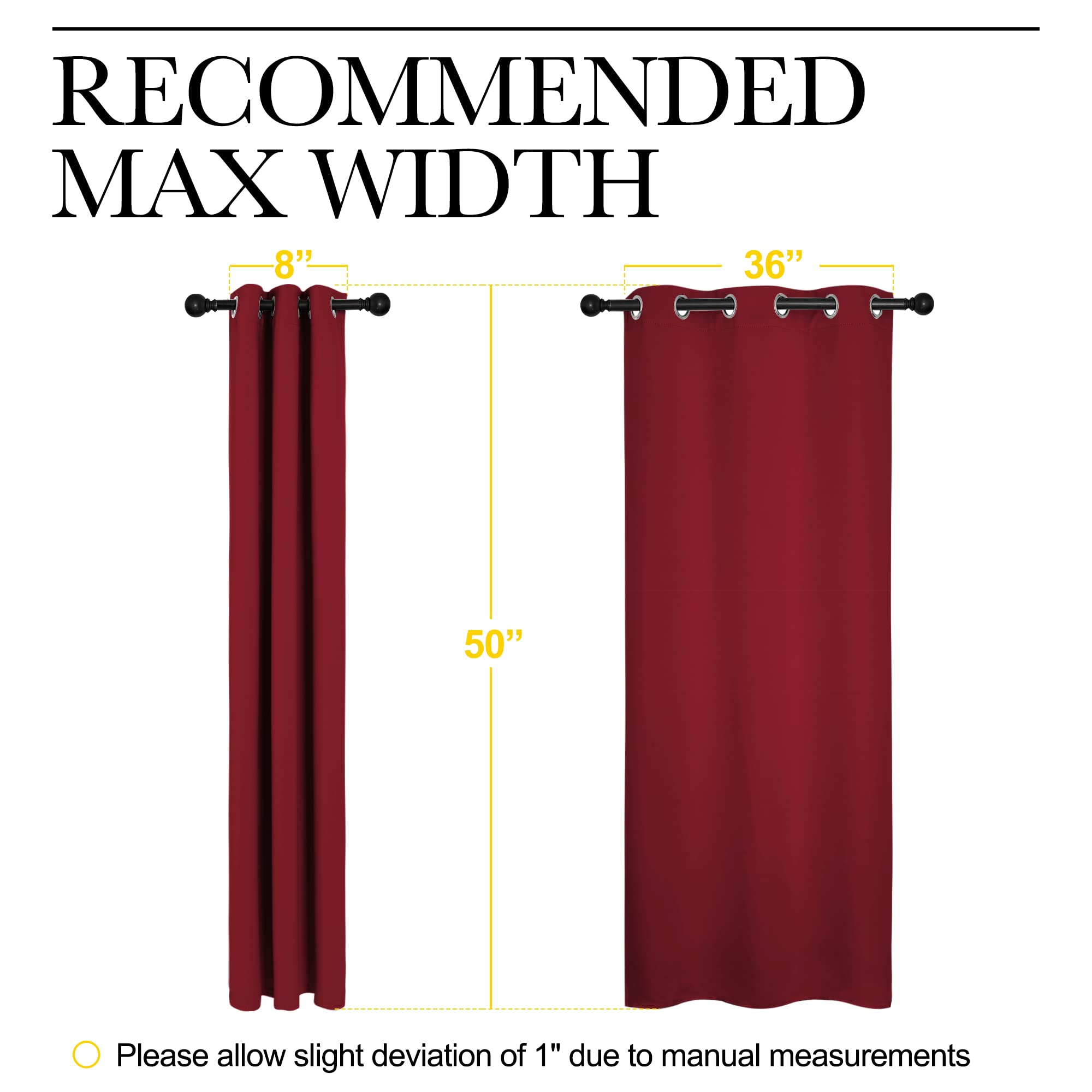 NICETOWN Christmas Short Blackout Curtains for Small Kitchen Window, Thermal Insulated Solid Grommet Blackout Curtains/Drapes for Living Room (1 Pair, 42 by 50 inches, Burgundy Red)