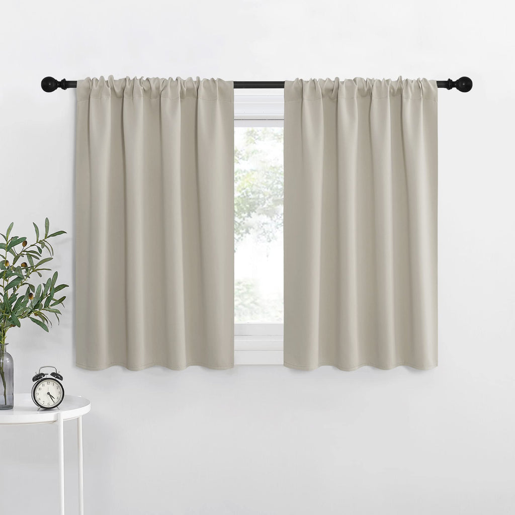 NICETOWN Blackout Curtains for Living Curtains, Room Darkening Window Curtain Panels, Easy-Care Solid Thermal Insulated Draperies/Drapes for Daughter Room (Natural, 2 Panels, 34 by 40)