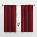 NICETOWN Christmas Burgundy Curtains Blackout Drape Panels - Lights Block Out Window Treatment Short Curtain Sets for Loft and Basement Decoration (Set of 2, 34 by 45-Inch)