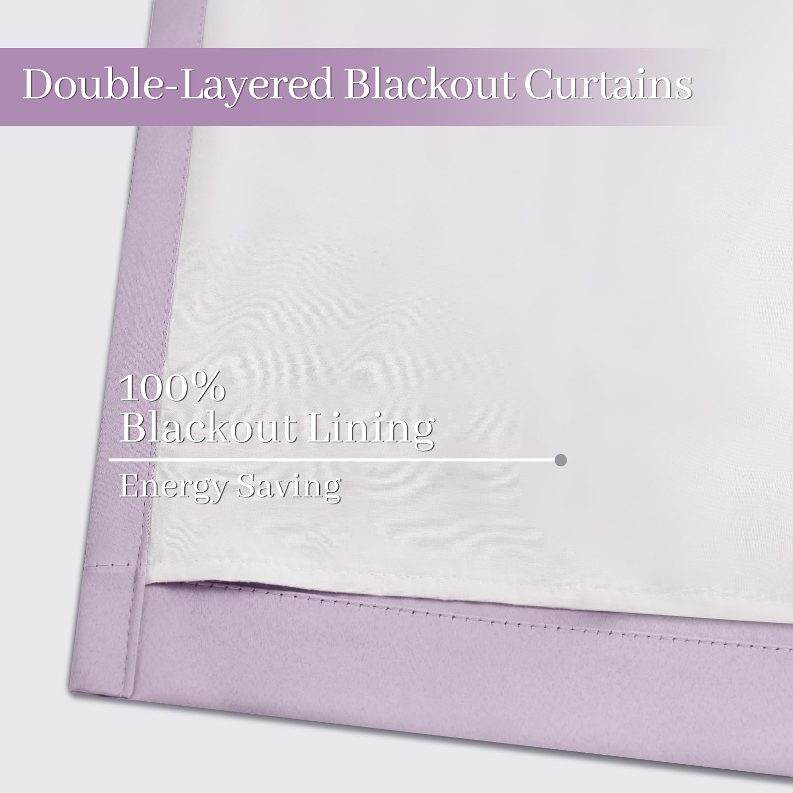 Yakamok 100% Blackout Curtains 52x84 inch Long Lilac Window Drapes-Bedroom