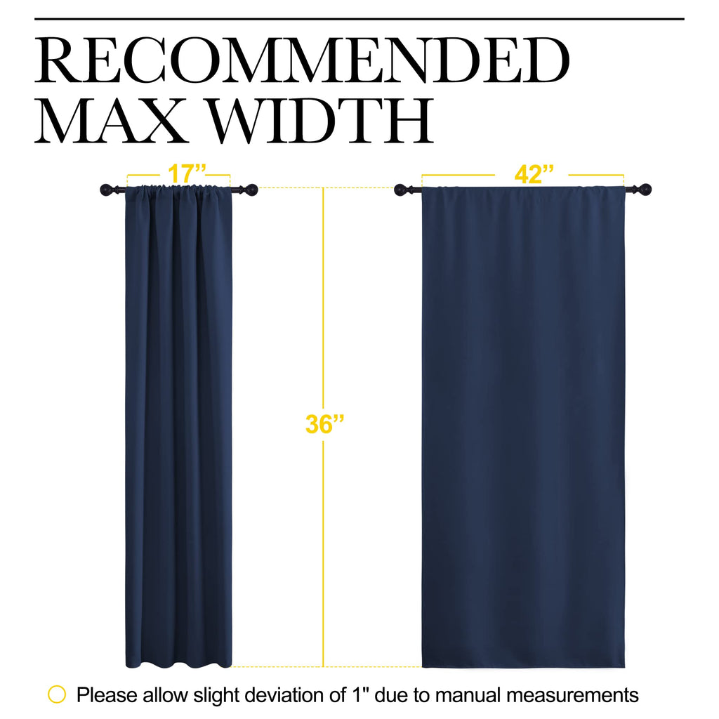 NICETOWN RV Blackout Curtains for Camper Windows, Kitchen Curtains, Short Blackout Drapes, Thermal Insulated Rod Pocket Window Treatment Draperies for Nursery (Navy, 42" x 36", Set of 2)
