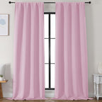 Simplebrand Ava Pink Blackout Curtains for Bedroom 96 Inches Long 2 Panels, Solid Thermal Insulated, Energy Saving Nursery Window Treatment Curtains Blackout Drapes, W50 x L96 Inch, Pink