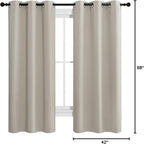 NICETOWN Kitchen Curtains for Decoration, Thermal Insulated Grommet Room Darkening Draperies/Panels for Laundry (Natural, 2 Panels, W42 x L68 inches)