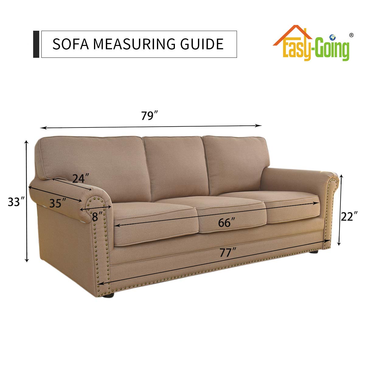Easy-Going Reversible Couch Cover for 3 Cushion Sofa, Large Brown/Beige