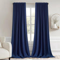 MIULEE Navy Blue Back Tab Blackout Curtains 52x96 Inch Long 2 Panels Set