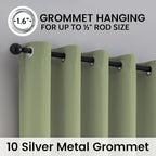SimpleHome 100% Blackout Curtains for Bedroom,Thermal Insulated Sage Grommet Window Drapes Room Darkening Curtains for Living Room with Black Back,62 x 84 Inch,2 Panels