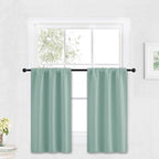 RYB HOME Kitchen Blackout Curtains Over Sink 36 inch Length, Rod Pocket Summer Light UV Blocking Energy Efficient, Cabinet Shelf Cupboard Coverings, Width 29 by Length 36, Aqua, 2 Panels