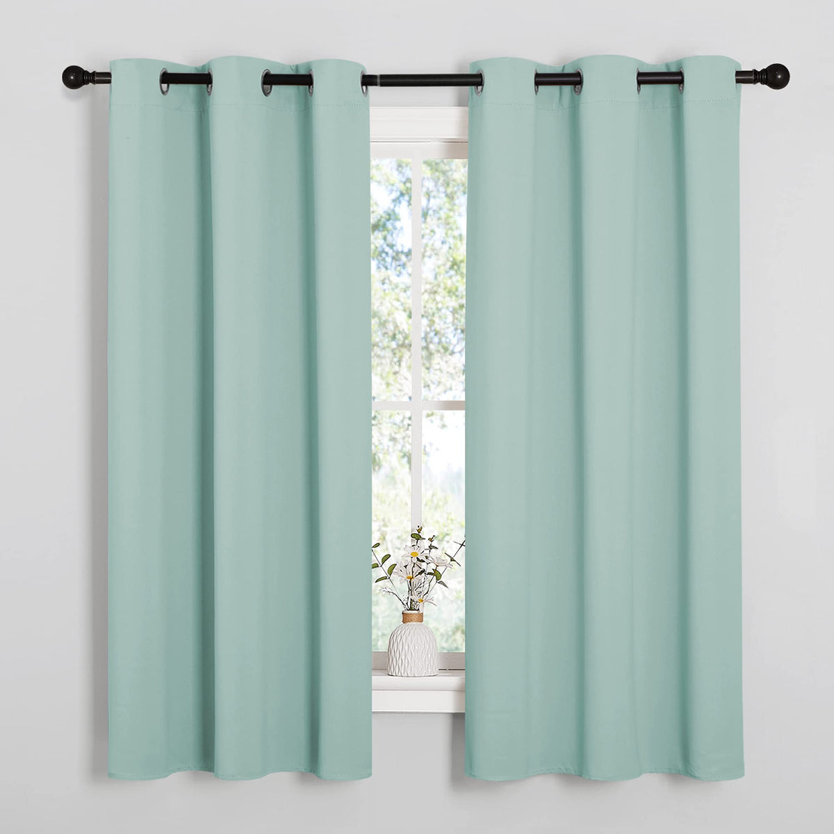 NICETOWN Grey Blackout Curtains for Bedroom 42" Wide x 63" Long 2 Panels