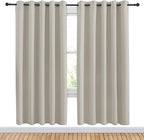 NICETOWN Natural Blackout Draperies Curtains for Kids Room, Window Treatment Thermal Insulated Solid Grommet Blackout Drape Panels for Bedroom (Set of 2, 70 by 72 inches)