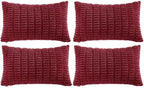 Fancy Homi 4 Packs Burgundy Decorative Throw Pillow Covers 12x20 Inch for Living Room Couch Bed, Holiday Christmas Home Decor Gift, Soft Plush Corduroy Cute Square Accent Cushion Case 30x50 cm