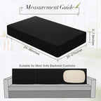 Newwiee Set of 4 Stretch Patio Cushion Covers Sofa Couch Seat Chair Slipcovers Cushion Cover Replacement Furniture Protector for Pets Washable(Black,Back Cover,Solid)