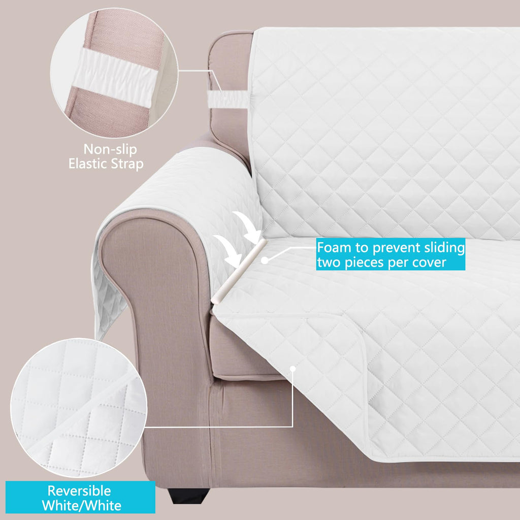 U-NICE HOME Reversible 23''Recliner Small Chair Cover, White