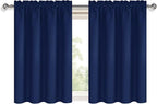 DWCN Short Curtains for Bathroom Windows 36 inches Length 2 Panels Set, Half Small Window Blackout Curtains for Kitchen, Rod Pocket Energy Saving Drapes (W42 x L36 Inch, Navy Blue)