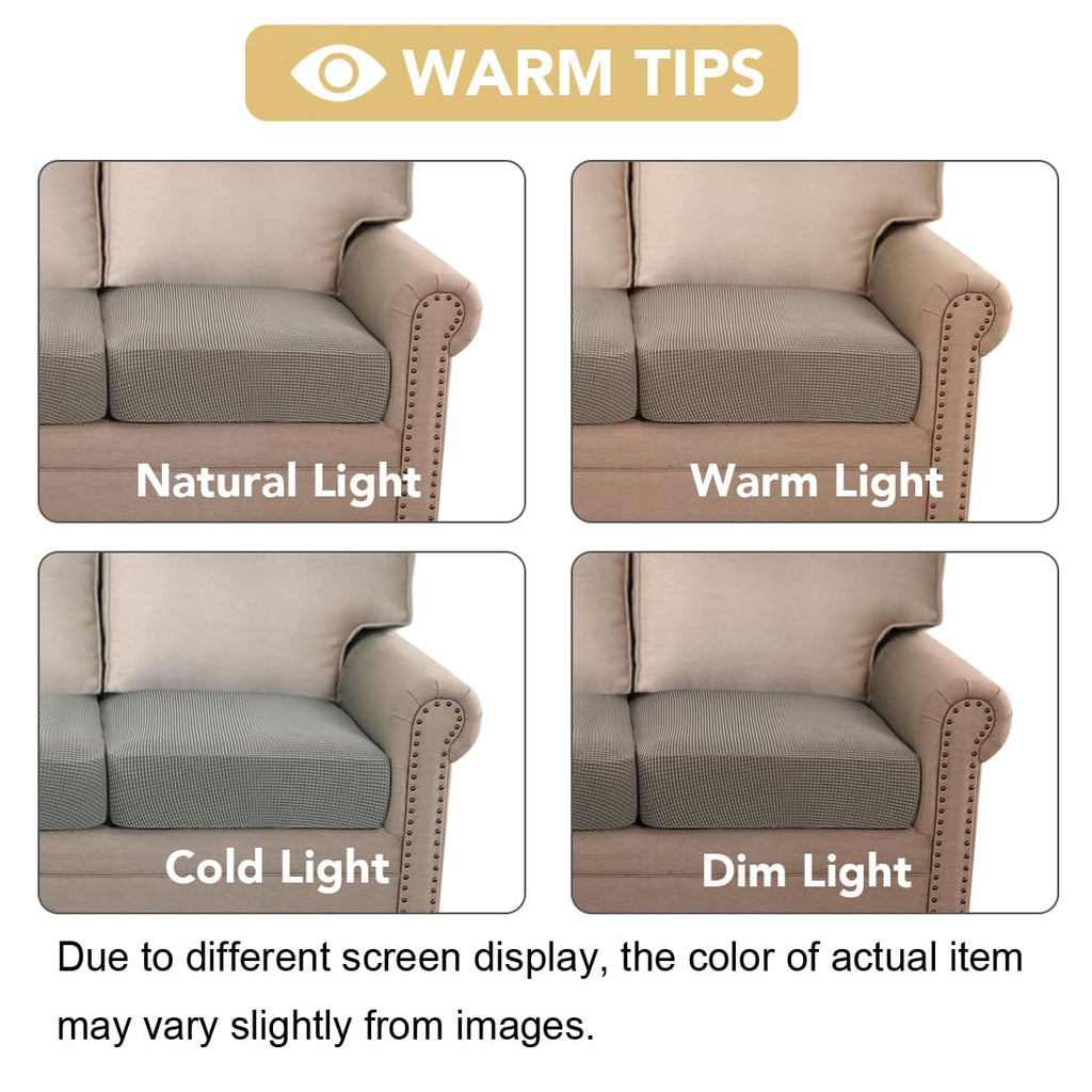 H.VERSAILTEX Super Stretch Couch Cushion Covers Sofa Cushion Slipcovers Jacquard Fabric Individual Seat Couch Slipcover Sets for Pets with Elastic Bottom(3 Packs Cushion Sofa Covers, Taupe)