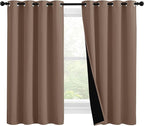NICETOWN Bedroom Full Blackout Curtain Panels, Super Thick Insulated Window Covers, Keeping Out Cold Air and Heat 100% Blackout Blinds with Black Liner (Cappuccino, Set of 2 PCs, 55 by 57-inch)