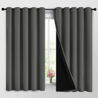 Yakamok Dark Grey 100% Blackout Curtains 63 Inches Long 62" Wide 2 Panels