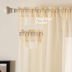 MIULEE Cream Beige Sheer Curtains 38 X 63 Inches, 2 Panels