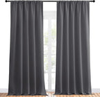 NICETOWN Blackout Curtain Panels for Window - Energy Efficient & Noise Reducing Thermal Insulated Rod Pocket Blackout Drapes/Draperies for Living Room (Grey, 2 Panels, W52 inches x L95 inches)