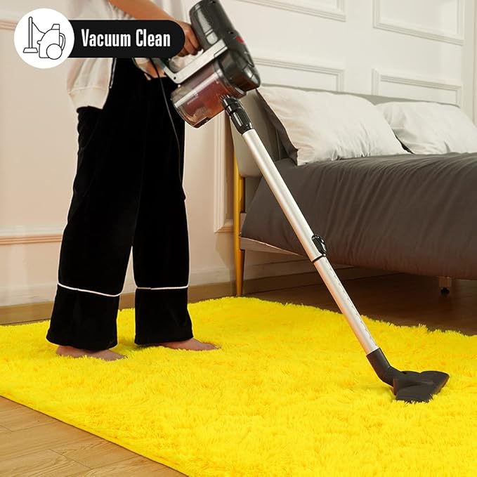 Amearea Premium Soft Fluffy Rug Modern Shag Carpet, High Pile, Solid Color Plush Rugs for Bedroom Dorm Room Teen Apartment Decor, Comfortable Indoor Furry Carpets, Yellow 3x5 Feet