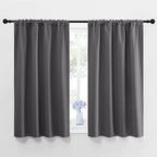 NICETOWN Grey Window Curtains for Bedroom - Home Decoration Thermal Insulated Rod Pocket Blackout Blinds & Drapes for Small Windows (Gray, 2 Panels, W42 x L48 -Inch)