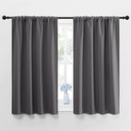NICETOWN Grey Window Curtains for Bedroom - Home Decoration Thermal Insulated Rod Pocket Blackout Blinds & Drapes for Small Windows (Gray, 2 Panels, W42 x L45 -Inch)