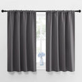NICETOWN Grey Window Curtains for Bedroom - Home Decoration Thermal Insulated Rod Pocket Blackout Blinds & Drapes for Small Windows (Gray, 2 Panels, W42 x L48 -Inch)